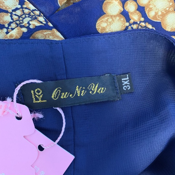 Only You Blue/Gold Oriental Holiday Dress NWT |3XL - Picture 3 of 7